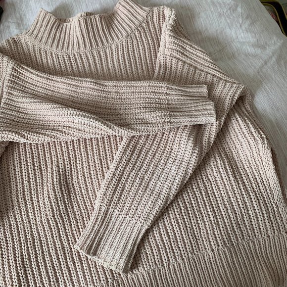 Blush Pink Mock Neck Knit Sweater - Picture 4 of 5